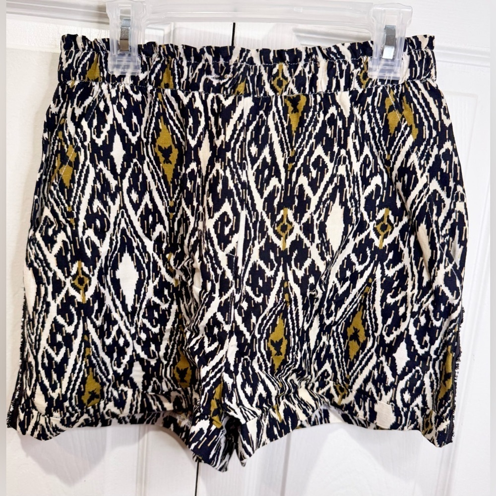 Patrizia Pepe shorts in linen blend w ikat print tagged EU Sz 38 runs small NWT